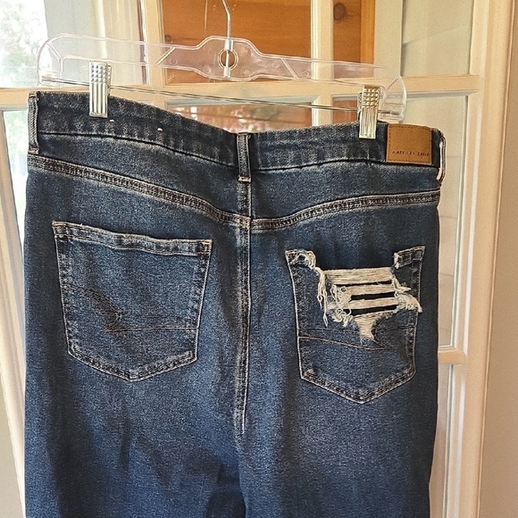 American Eagle Outfitters Women's High Rise Ripped Blue Jeans - Picture 3 of 8